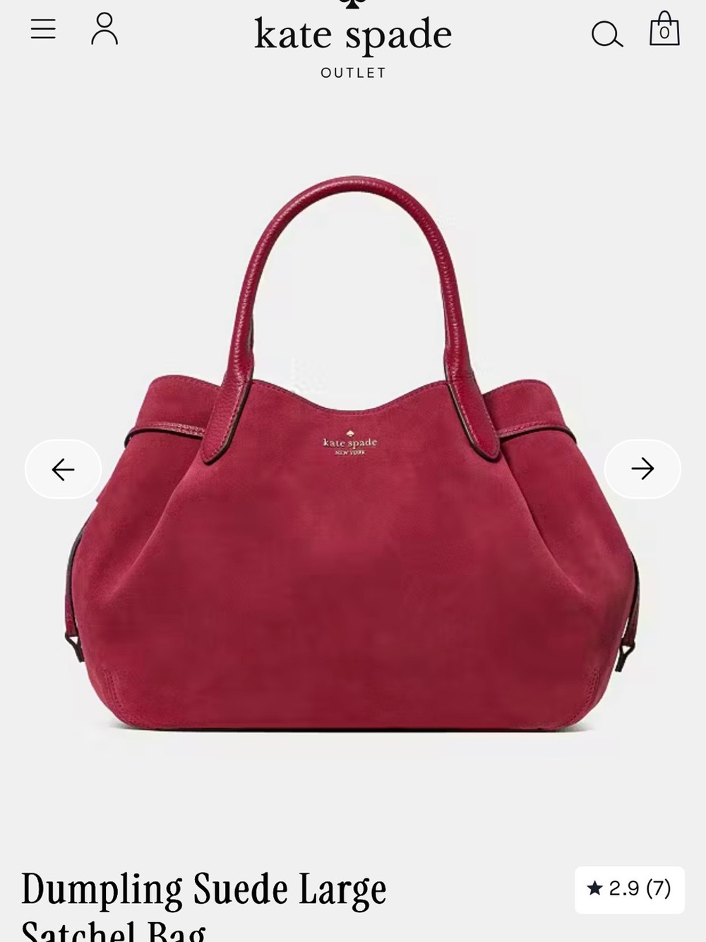 kate spade Suede Dumpling Satchel in Berry